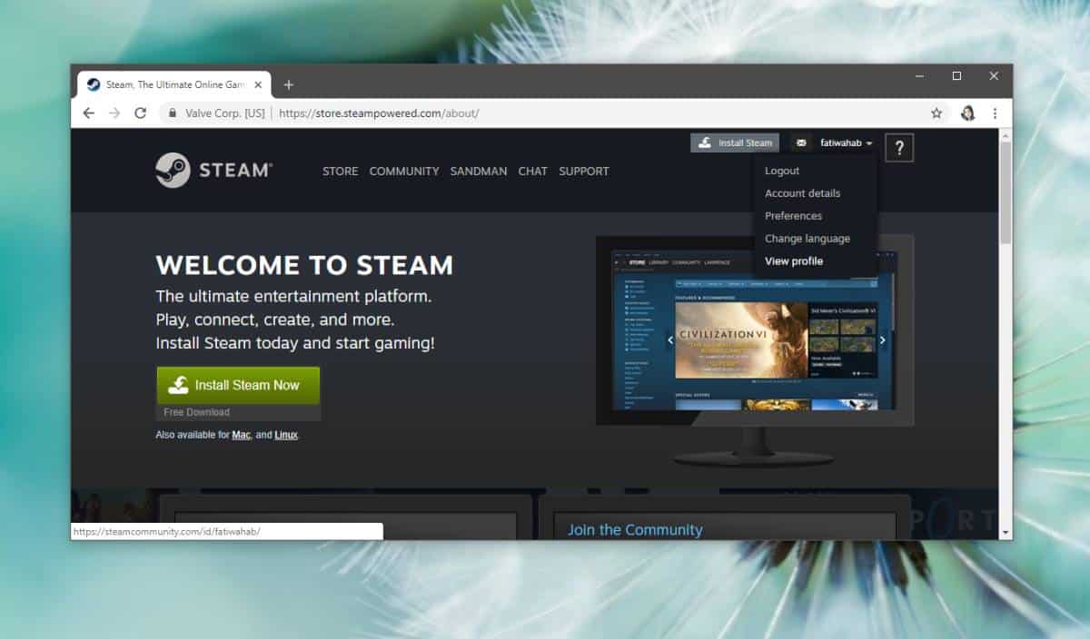 Steam website virus
